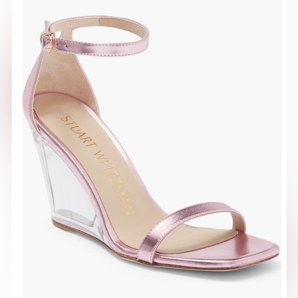 Stuart Weitzman Nudist Lucite 85 Wedge Sandal
